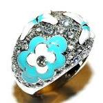 Butterfly And Flower 18k Wgp Ring
