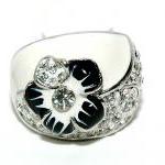 Flower And Crystals 18k Wpg Ring - Fashion..