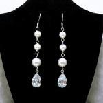 Wedding Bridal Earrings With Swarovski Pearls And..