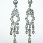 Bridal Rhinestone Earrings Art Deco Style -..
