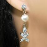 Flower Crystal Wedding Earrings With Pearl And..