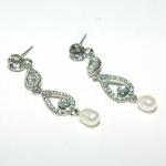 Wedding Dangle Crystal Pearl Earrings -..