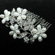 Flower Bridal Wedding Hair Comb - Flower Pearl Hair Comb - Rhinestone Hair Comb - Wedding Acces
