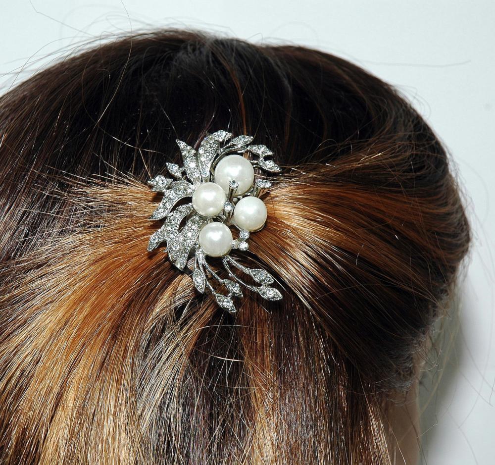 Bridal Wedding Hair Comb Jewelry - Pearl Hair Comb - Rhinestone Hair ...
