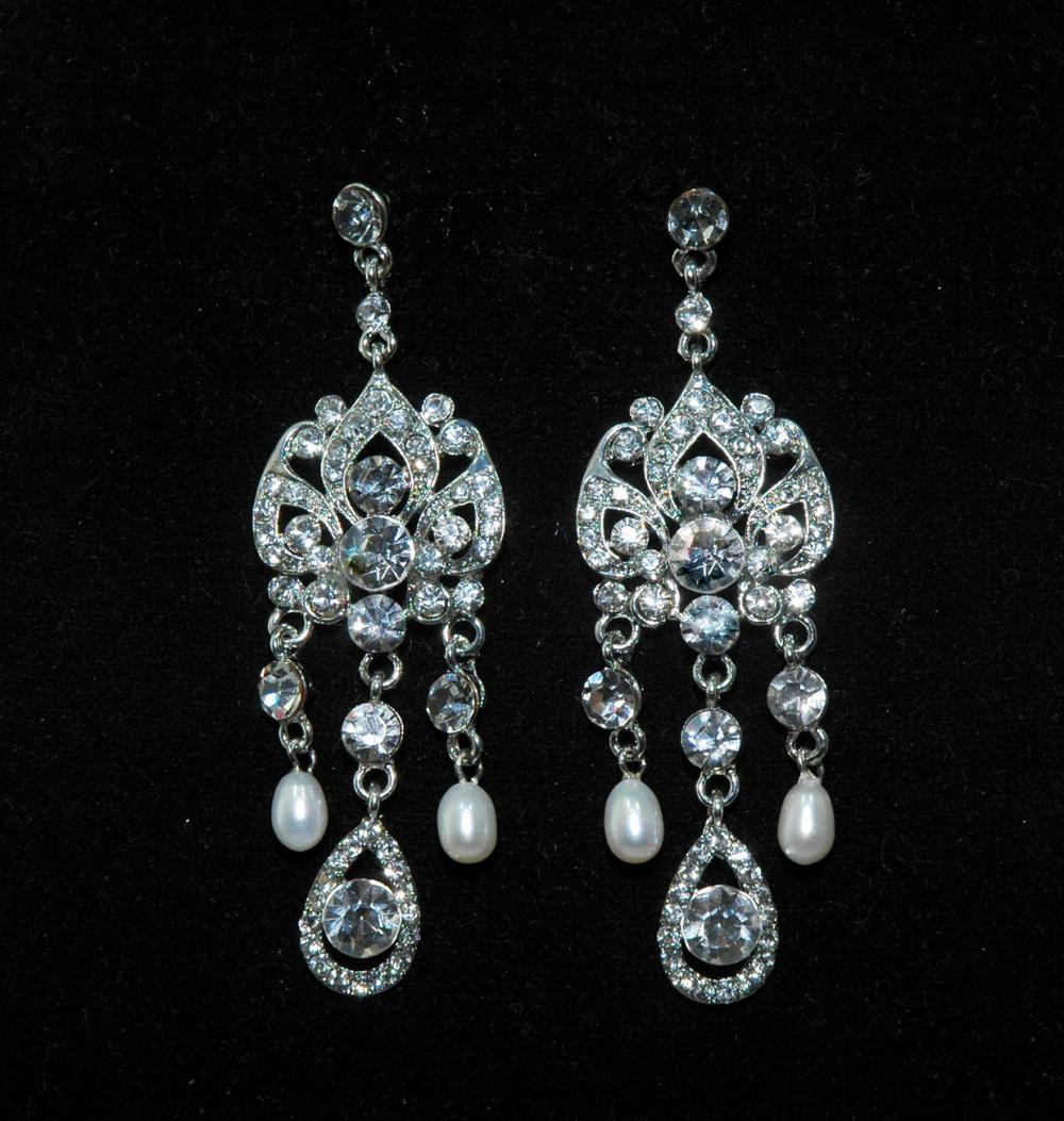 Wedding Bridal Earrings Vintage Style - Art Deco Style Rhinestone ...