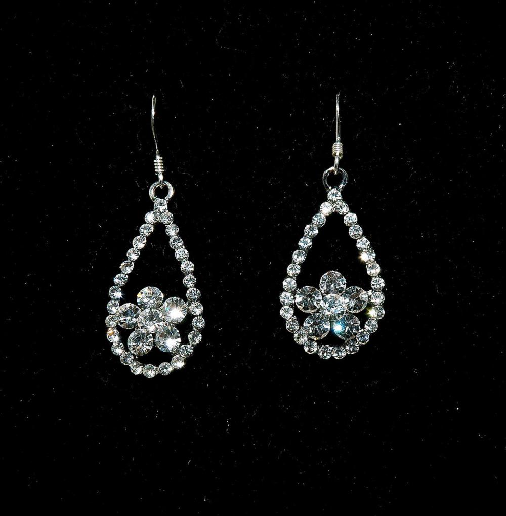 Rhinestone Teardrop Earrings - Bridesmaids Crystal Earrings - Wedding Jew